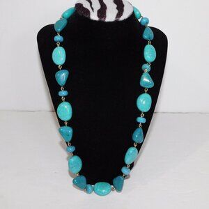 Faux Blue Turquoise Stone look Adjustable Length necklace 25" - 28"